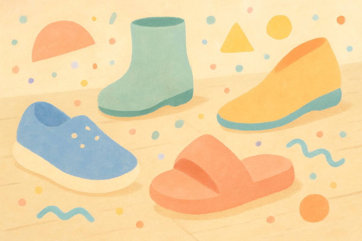 Shoes & Sneakers — generic kids apparel editorial illustration